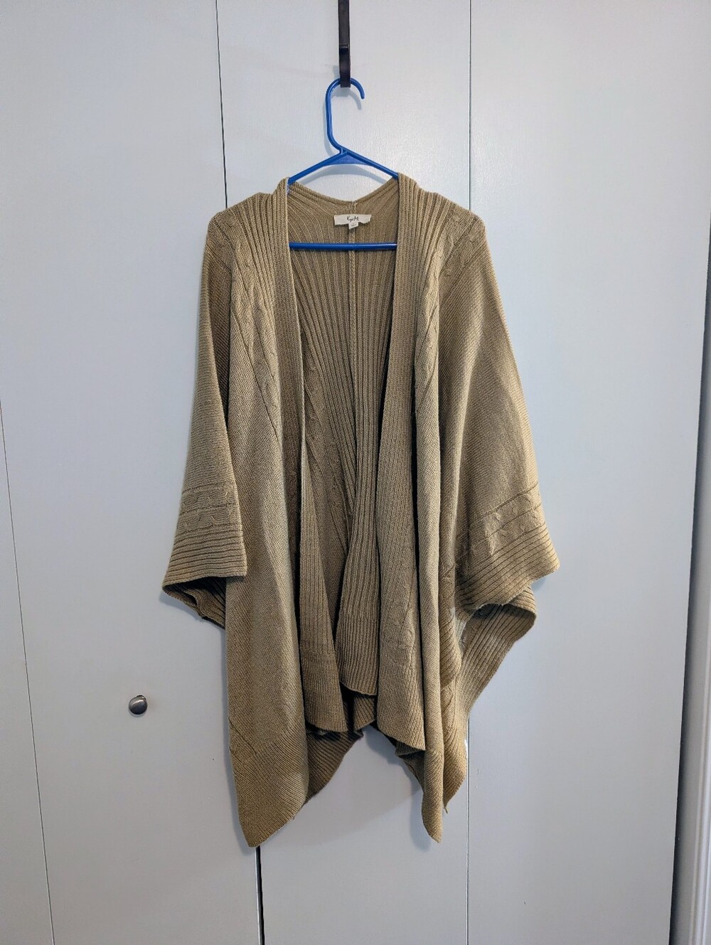 Kye Mi Tan Taupe Knit Women's Sweater Cardigan Poncho